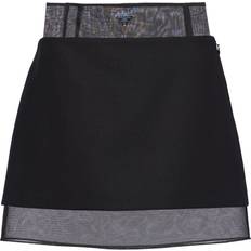 Women - Wool Skirts Prada Wool And Crinoline Mini Skirt black