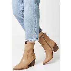 Beige - Women Ankle Boots Oasis Jessica embroidered detail western boots