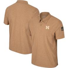 Colosseum Athletics Nebraska Huskers OHT Military Appreciation Cloud Jersey Desert Polo Khaki, NCAA Men's Tops