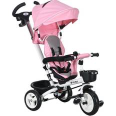 Homcom 6 in 1 Baby Push Tricycle with Parent Handle Pink