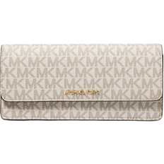 Michael Kors Jet Set Large Signature Logo Snap Front Wallet - Vanilla/Acorn