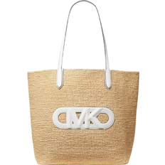 Michael Kors Eliza Extra-Large Empire Logo Straw Tote Bag - Nat/Opticwht