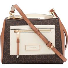 Calvin Klein Hadley Signature Colorblocked Crossbody - Brown Khaki/Caramel/Cherub White