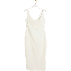 White Dresses River Island Ruched Open Back Bodycon Midi Dress - White