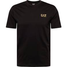 Gold - Men T-shirts EA7 Chest Logo T-Shirt Black/White