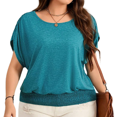 Shein LUNE Plus Size Women's Colorful Easter Loose Round Neck Casual T-Shirt With Tightened Hem For Vacation Casual Wear