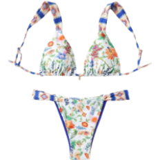 Shein Swim Summer Beach Floral Print V-Neck Bikini Set