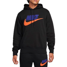 Nike Club Fleece Men's Pullover Hoodie - Black/Safety Orange