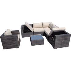 Furniture One 7 pcs Outdoor Lounge Set, Table incl. 1 Chairs & 5 Sofas