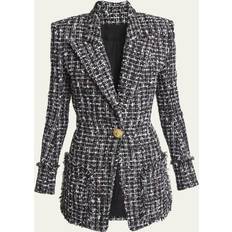 Polyester Blazers Balmain One-Button Single-Breasted Blazer Black 38 IT