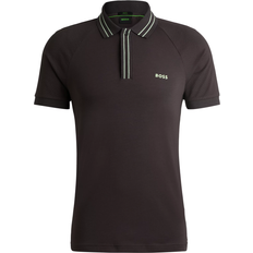 Hugo Boss Stretch-Cotton Polo Shirt with Stripes and Logo - Dark Grey