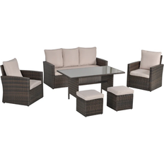 OutSunny 861-040V70 Patio Dining Set, 1 Table incl. 2 Chairs & 1 Sofas