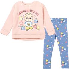 CoComelon JJ Infant Baby Girls Pullover Fleece Sweatshirt and Pants Set Blue/Pink Months