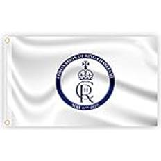 Blue Flags & Accessories Shatchi 5X3Ft White Flag New King Charles Iii Cypher British Sovereign