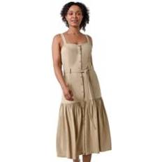 Beige - Midi Dresses Roman Petite Button Front Tiered Midi Dress Stone