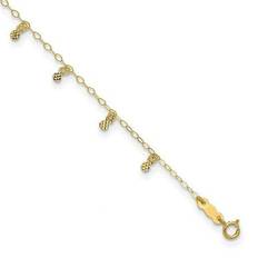 Gold Anklets The Black Bow Dot Charm Anklet in 14k Yellow Gold Gold