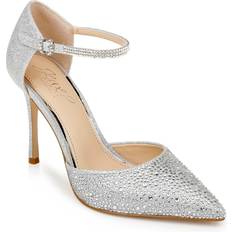 Jewel Badgley Mischka Jailene Ankle Strap Pump in Silver Glitter