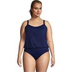 Lands' End Women Swimsuits Lands' End Womens Chlorine Resistant Blouson Tankini Top Deep Sea Navy D-Cup