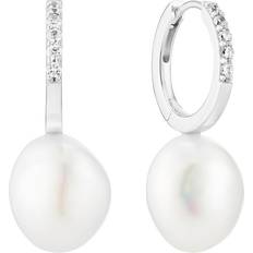 Sif Jakobs Womens 925 Sterling Silver Padua Uno Rhodium-plated Sterling-silver and Pearl Drop Earrings