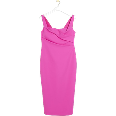 River Island Ruched Open Back Bodycon Midi Dress - Pink