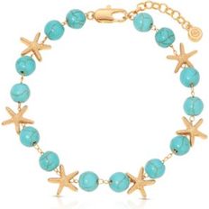 Ettika Starfish & Turquoise Beaded Anklet One Size