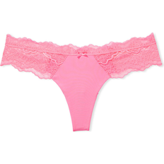 Victoria's Secret Women's Lace-Trim Thong Panty - Tickled Pink