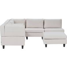 Beliani Unstad with Foot Stool Light Beige Sofa 228cm 6pcs 5 Seater