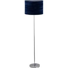 First Choice lighting Chrome Stick Navy Blue Floor Lamp 150cm