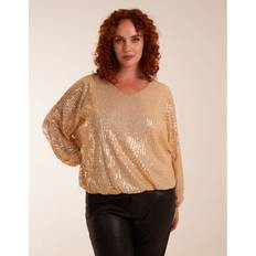 Gold - Women Blouses Blue Vanilla Curve Sequin Batwing 22/24 GOLD