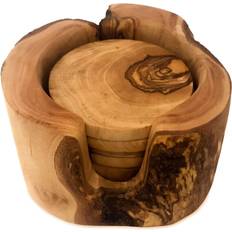 Tunisian Olive Wood Coaster 13cm 6pcs