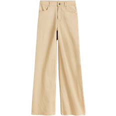 H&M Wide Twill Trousers - Beige