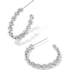 Kendra Scott Cubic Zirconia Daisy Chain C-Hoop Earrings, 0.9" Rhod White