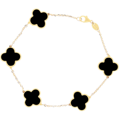 The Lovery Clover Bracelet Large - Gold/Onyx