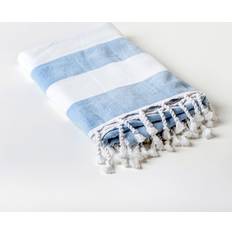 Hammam Beach Striped Turkish Style Bath Towel Blue, White (140x70cm)