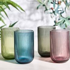 Dibor Set Of 4 Mix Match Coloured Ribbed Highball Tumbler