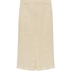 Yellow Skirts Mango Tamariu Linen Skirt, Pale Yellow