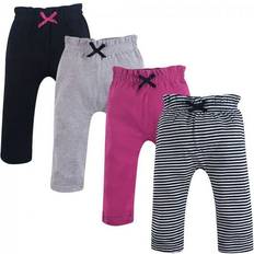 Touched By Nature Organic Harem Pants, 4-Pack,0-24 Months Black/Dark Pink 9-12M