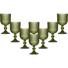 Dibor Set Of 8 Green Ribbed Drinking Wine Glass