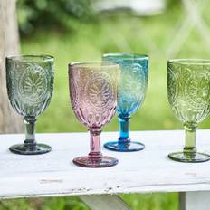 Dibor Set Of 4 Mix-Match Embossed Drinking Wine Glass