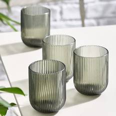 Dibor Set Of 4 Grey Ribbed Short Travel Mug