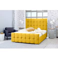 Simply Eleganza Capri Plush 4 Thick Bed Frame With Cubed Headboard