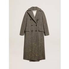 Women - Yellow Coats GOLDEN GOOSE Women's Long Herringbone Coat With Yellow Details, Woman