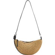 AllSaints Half Moon Crochet Crossbody Bag - Almond