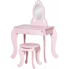 Pink Dressing Table Homcom Kids Vanity Table & Stool