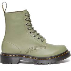 Green - Women Boots Dr. Martens Women's 1460 Soft Leather Lace Up Boots - Muted Olive