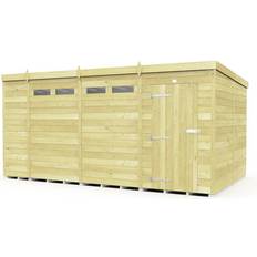 Lemon Pavilion 15 x 8 Feet Pent Security Shed - Single Door - Wood - L231 x W454 x H201 cm (Building Area )