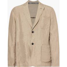 Giorgio Armani Mens Desert Taupe Single-breasted Notch-lapel Woven-blend Blazer