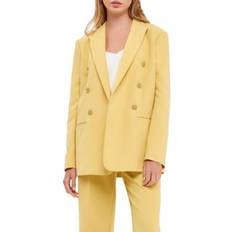 Gold - Women Blazers English Factory Women's Gold Buttoned Structured Blazer Daffodil