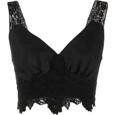 Rabanne cropped lace top women Fabric Black