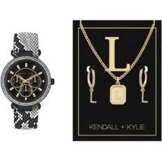 Kendall + Kylie Analog Black White Snake Pu 38mm Gift Set Black White Snake